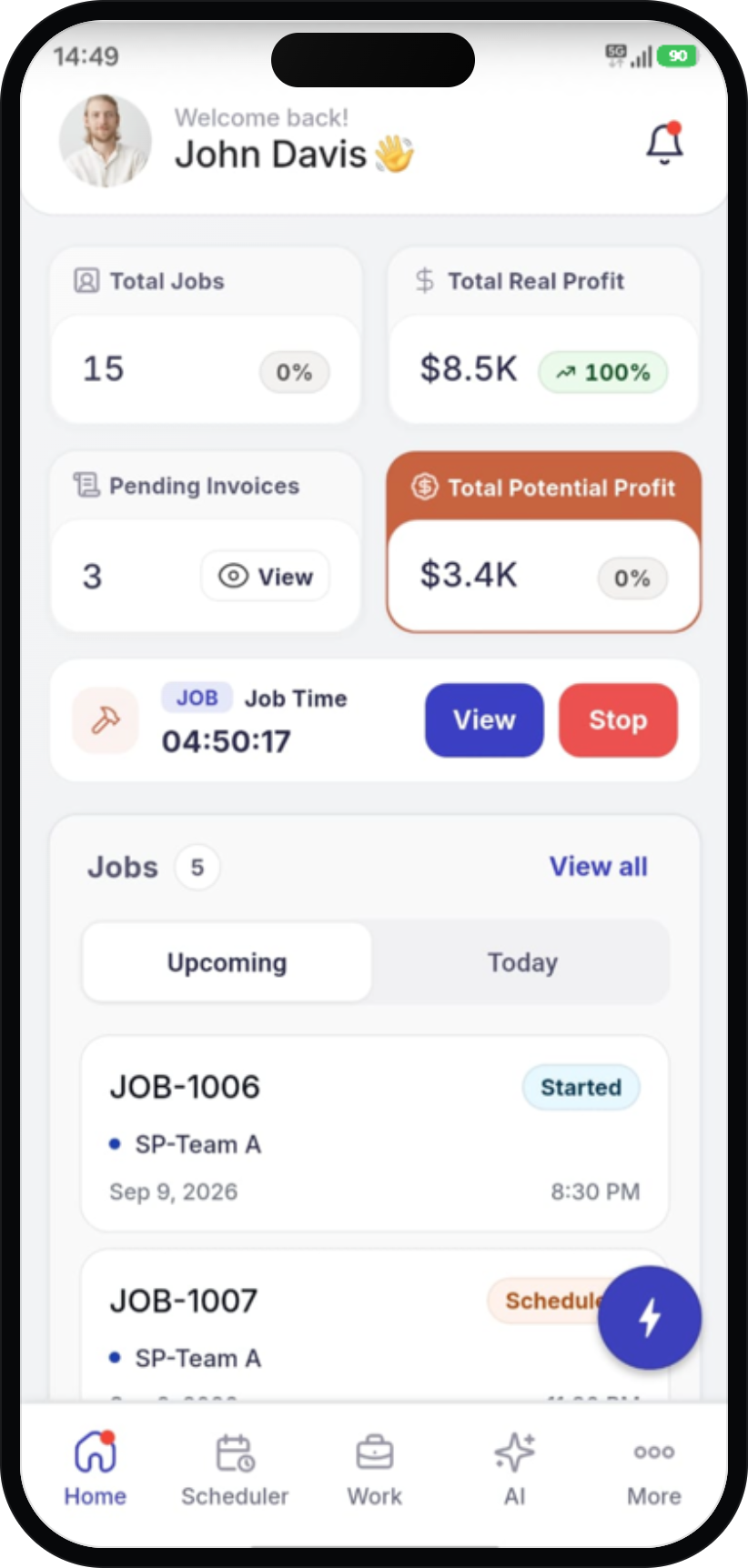 DHS mobile dashboard view